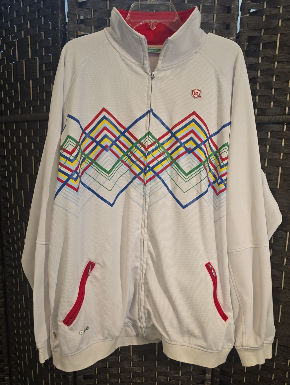 Vintage Rocawear Y2K White Geometric Track Jacket Full Zip, 3XL
